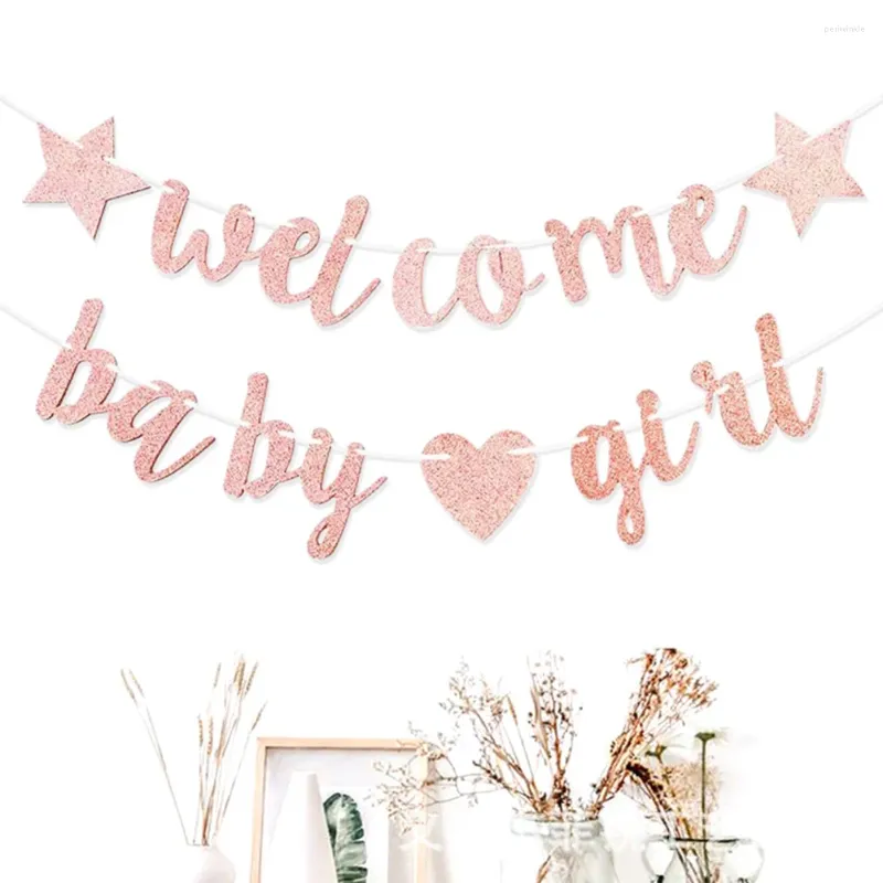 Party Decoration Glitter Powder Baby Latte Girl Ornament Pregnancy Announcement Paper Birthday Flags