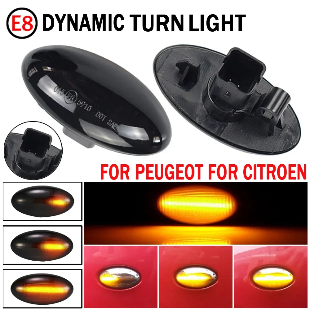 Lot De 2 Clignotants Latéraux LED Ambre Pour Citroën Peugeot – Berlingo C3 C4 C5 206 207 307 407 Compatible Sans Erreur