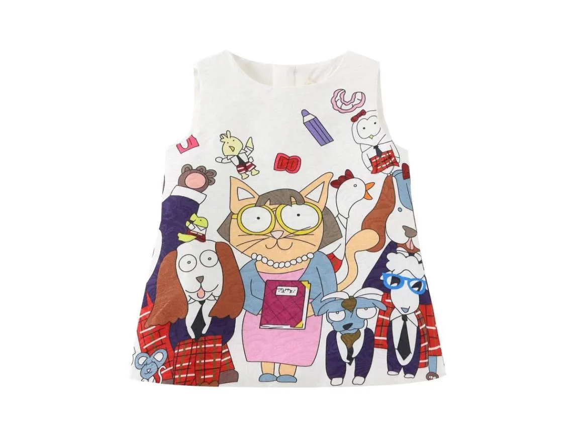 Gilrs princesse robes mignons chats imprimé rond cou robe robe tenue enfants cadeau de Noël cadeau dessin animé chien imprimé Jacquard Designer 3762705