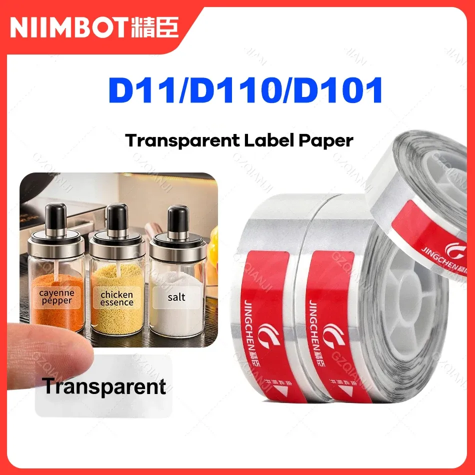 Skrivare NIIMBOT D11 D110 D101 Officiell transparent etikett klistermärke Thermal Label Skrivare pappersrulle vattentät och oljesäker självlim