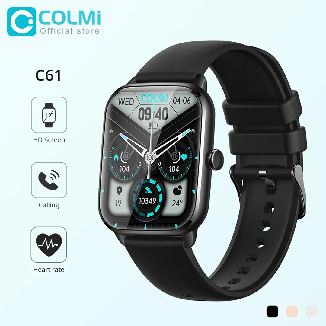 Colmi C61 Smart Watch Men de 1,9 pouce en plein écran Bluetooth appelant la fréquence cardiaque Sleep Monitor 100+ Sport Modèles Smartwatch Femmes