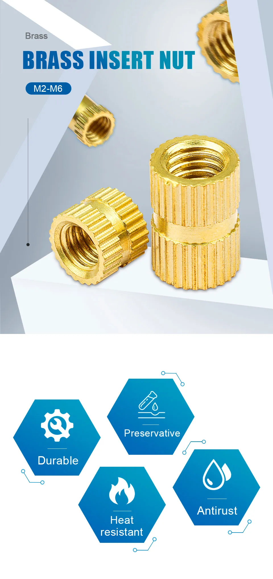 NINDEJIN Knurled Threaded threaded inserts for 3D Printing