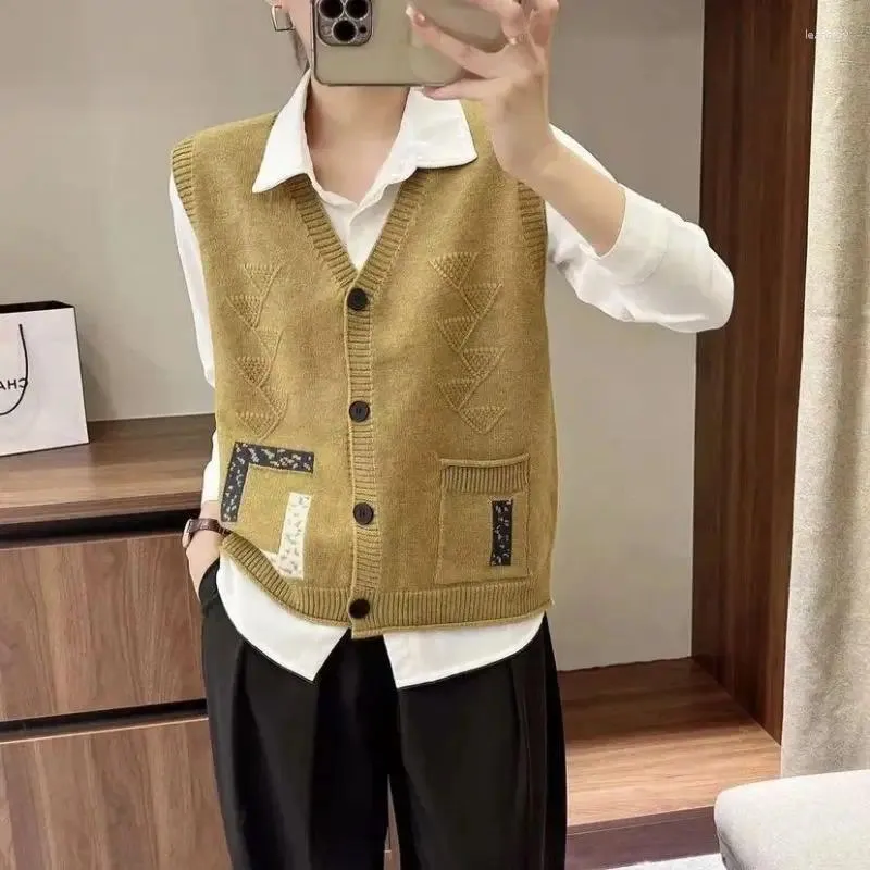 Women's Jackets 2024 Summer Korean Style Retro Loose Irregular Coat Women Office Lady Solid Color Pockets Splicing V Neck Sleeveless Tops