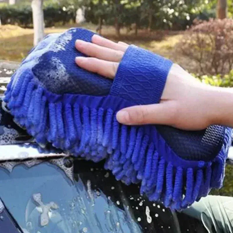 Spugna di Chenille in microfibra morbida per cure per auto per la pulizia dei dettagli delle pennellate per auto trasmesse per lavare guanti.