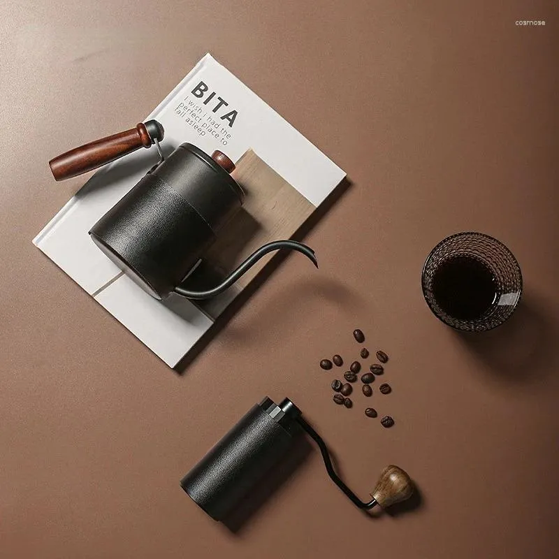 Tassen Untertassen Massivholz schwarz Handschleife Kaffeekanne aufgehobene Retro -Dekorationen handgefertigte Utensilien