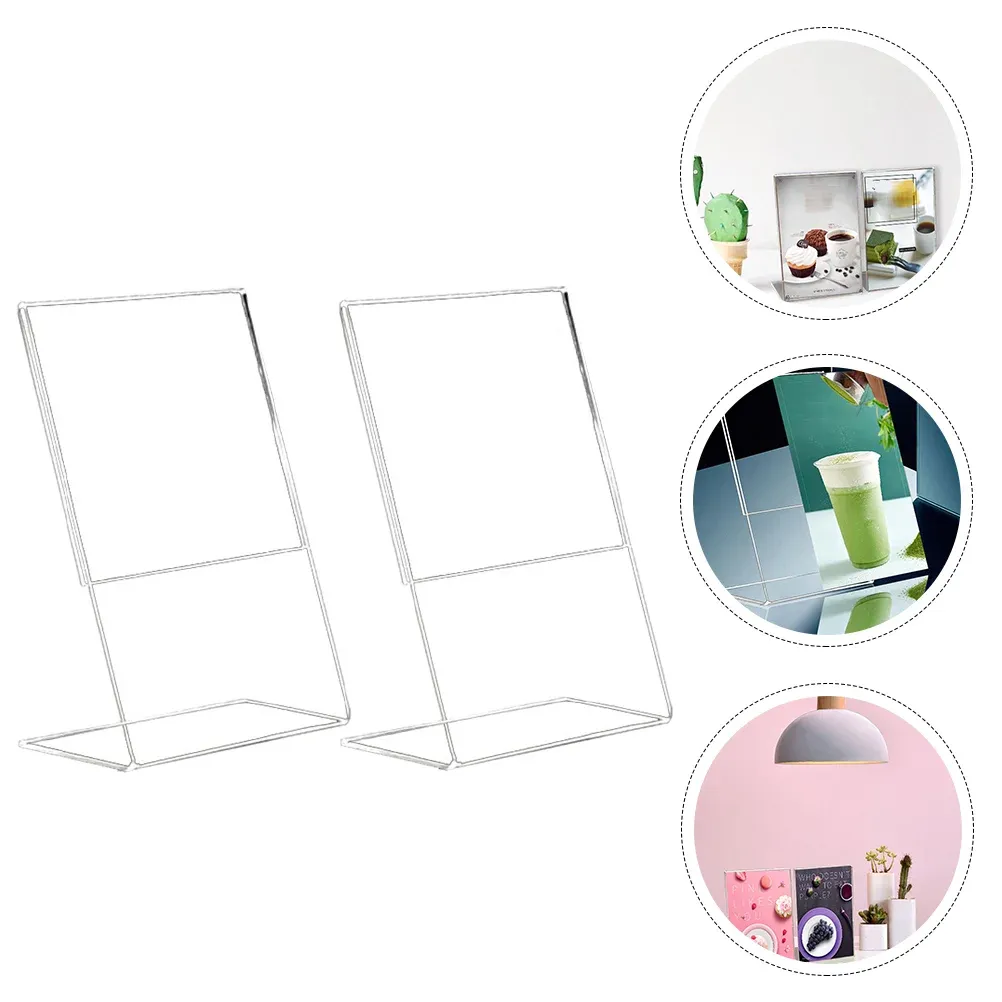 3 Pcs QR Code Card Acrylic Desktop Support Flyer Holder Shelf Braces Meeting Display Stand Clear Label Sign