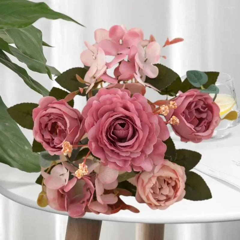 Decorative Flowers Artificial Peony Cozy With Peonies Realistic Rose Pink Vintage Style For Wedding