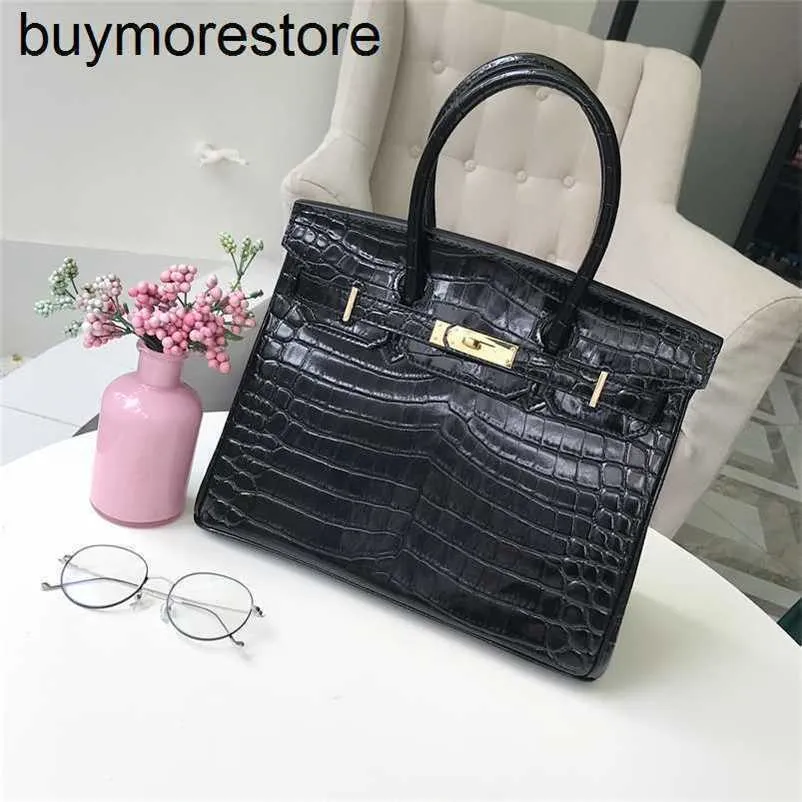 Handbag Crocodile Leather 7A Quality Bag äkta och vinter Nytt mode stora kvinnor stora eBvu70H9