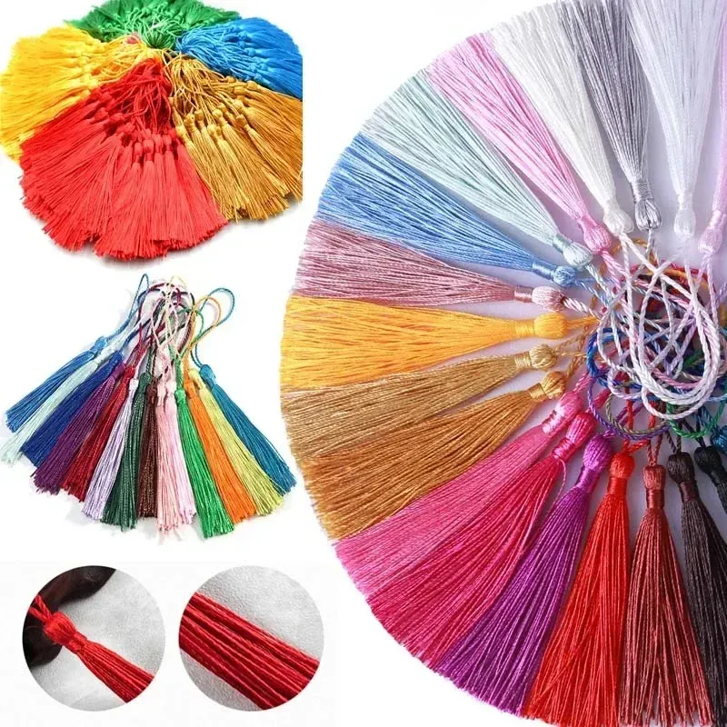 32st Bokmärke Silk Tassels fransborste för DIY Key Chain Earring Hooks Pendant Smycken Makan Finding Supplies Tillbehör