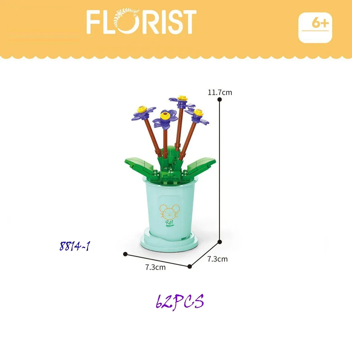 Crianças criativas de kit de bloqueio criativo de flores de flores abs imortal em vaso de plantas montando ornamentos