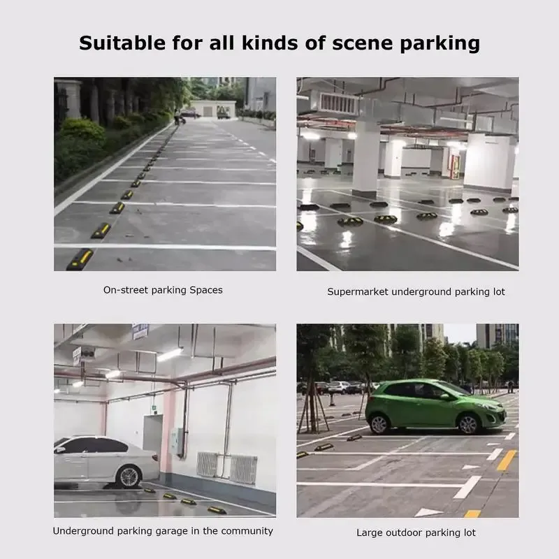 VaygWay Heavy Duty Rubber Parking Curb Guides - 2 Pack Wheel Stoppers With Reflective Tape For Garage & Driveway