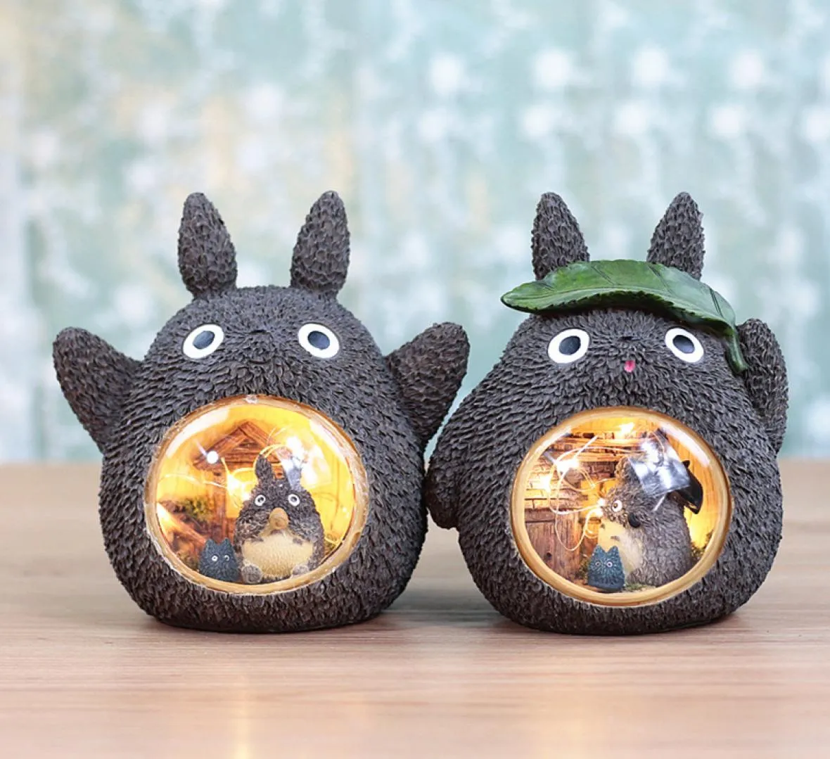 Ins Resin Cartoon Baby Bedroom Crafts Lamps Totoro Tree Hole Leaves Starry Night Light Home Decoration Christmas Gift for Kids2847852