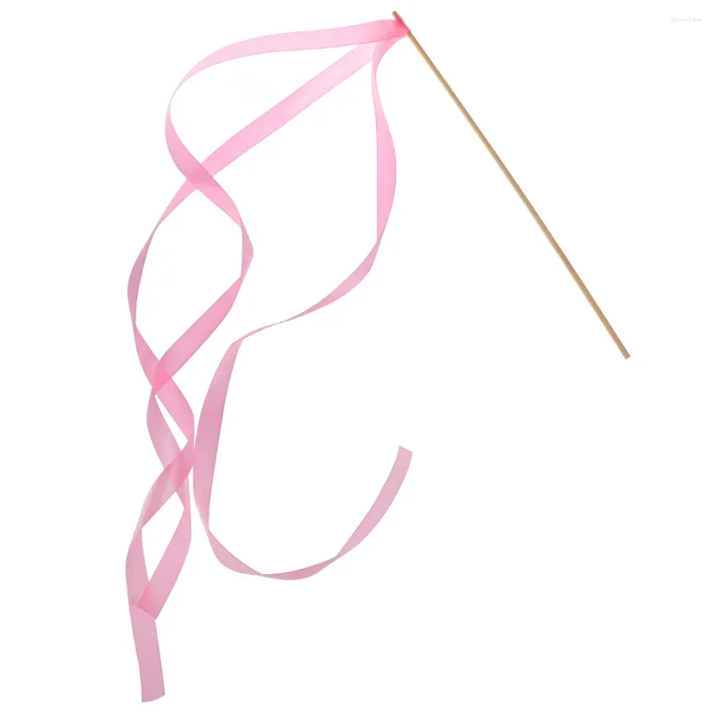 Party Decoration 20Pcs Ribbon Sticks Fairy Streamers Wands Wedding Favors Without Bell (Pink)