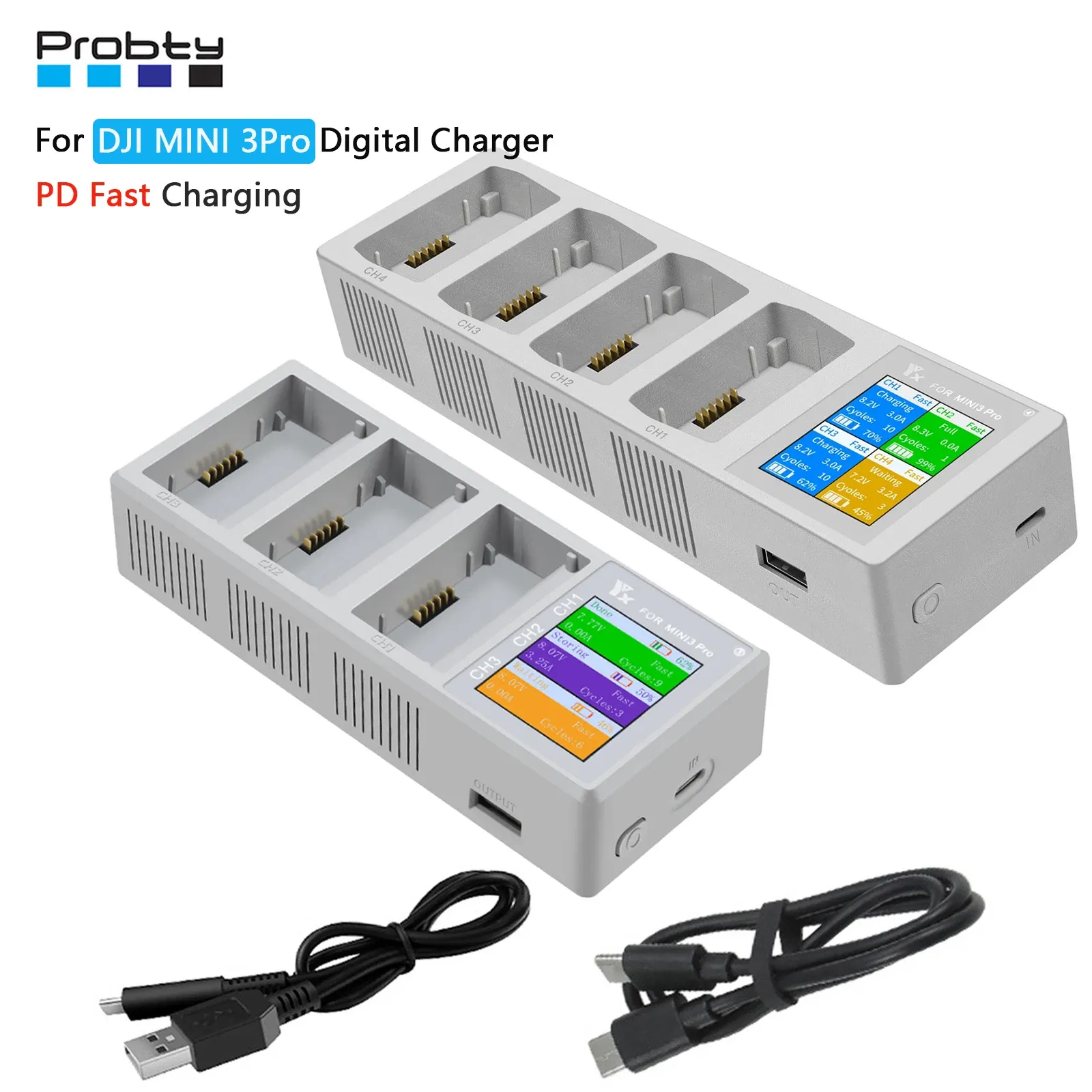 Tillbehör för Mini 3 Pro Drone Digital Display Butler Charger Flight Battery Fast Charge Charger för DJI Mini 3/Mini 3 Pro