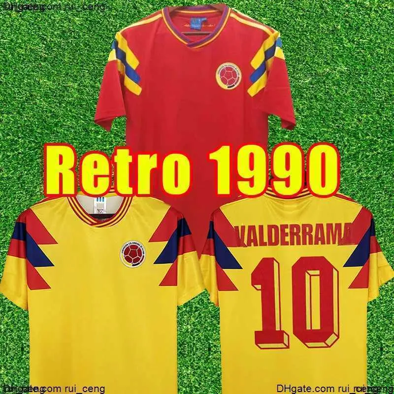 Colombia 1990 Maglie da calcio a casa retrò Valderrama Escobar Futbol Camiseta Shirt Vintage Cal