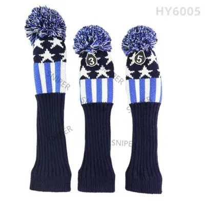 Golf Wood Club Cover # 1 / # 3 / # 5 Driver / Fairway Head Covers Pom Pom Knit Long Neck Style Golf Headvers