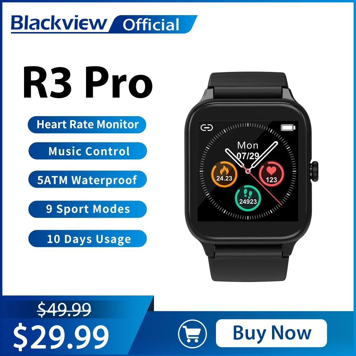 Heart Rate R3 Pro Smartwatch Fitness Tracker Blackview Smartwatch