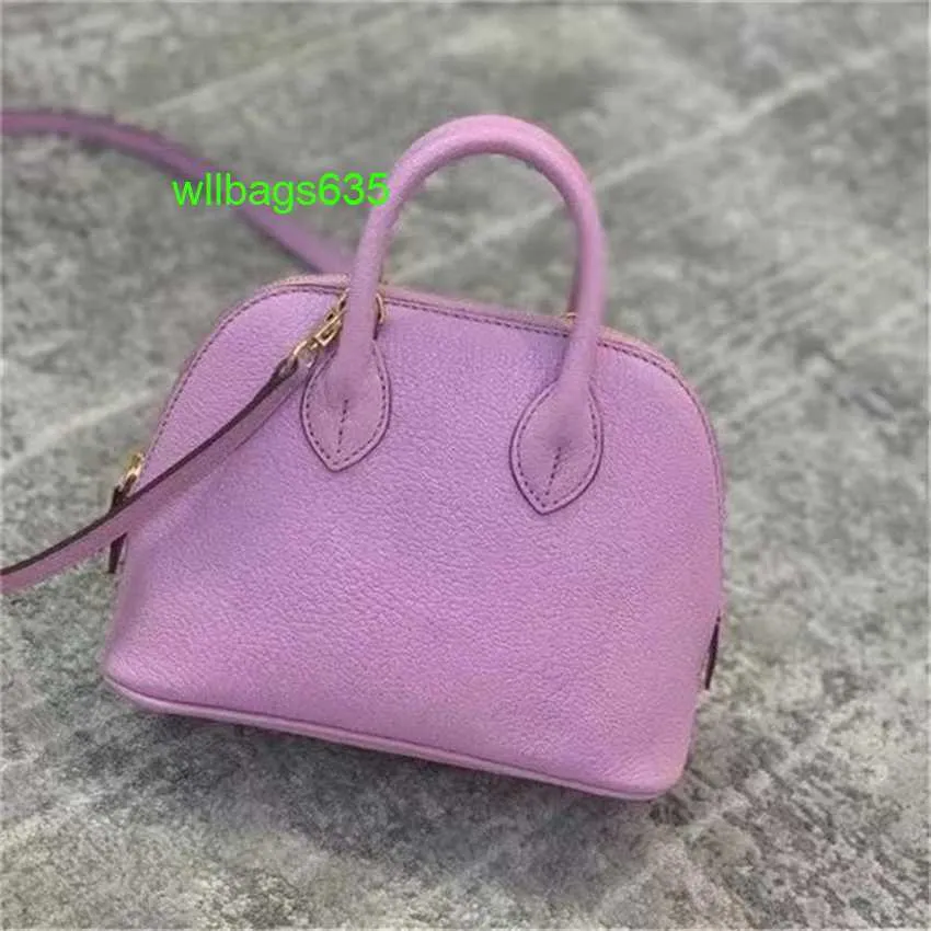 Bolide Leder Handtasche vertrauenswürdige Luxus Frauenbeutel 2024 Neues Ziegenmuster Kopfschicht Mini Bowling -Beutel Einfacher Muschelbeutel ein Schulter -Crossbody Ba Have Logo Hbhlqr