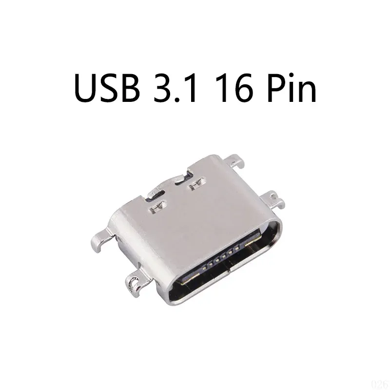 5st/Lot USB 3.1 SMD 90 graders laddningskontakt Contector Type C 16 Pin 0,8 1,6 mm för laddningsbryggans hamnuttag