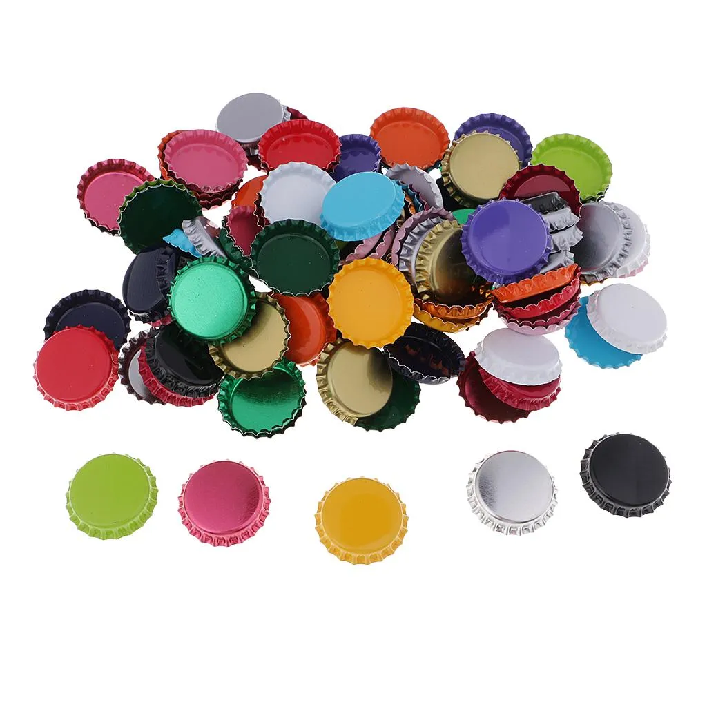 100x Colored Round Flattened Bottle Caps Flat Bottlecaps for DIY Hairbow Crafts Hair Bows Necklace Jewelry Accessories 25mm