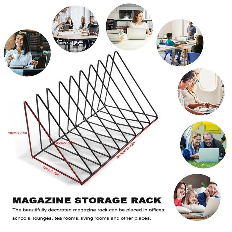 Record Storage Rack, Record Holder 260-280 LP Storage Shelf Display Stand For Albums Books Magazines Files, Black Metal MAXAYA