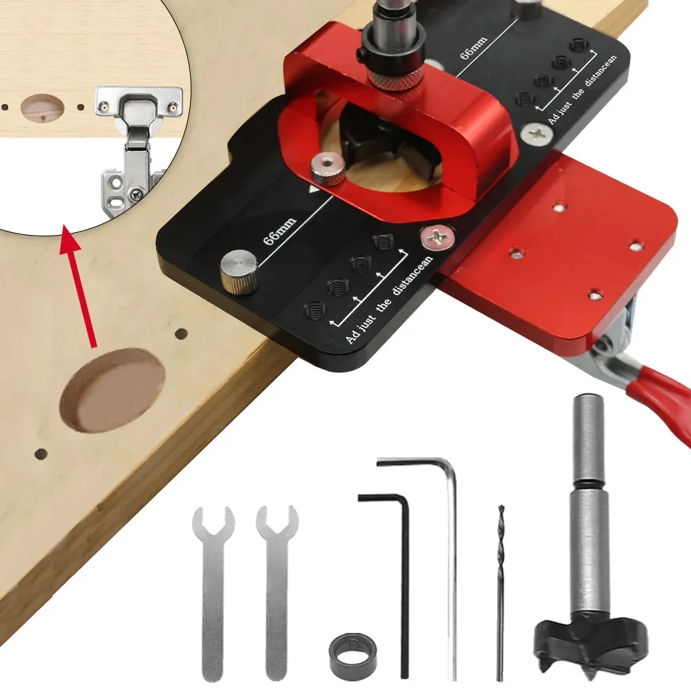 Woodworkking 35mm de dobradiças de dobradiças com equipamento de gola - Copo Brill Brill Brill Brill Guide Aluminum Hole Opener Modelo dos armários da porta