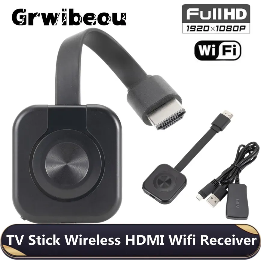 Box Grwibeou Wireless 1080p Hdmicible TV Stick WiFi WiFi Receiver for Miracast Screen Mirror Dongle Support HDTV for iOS