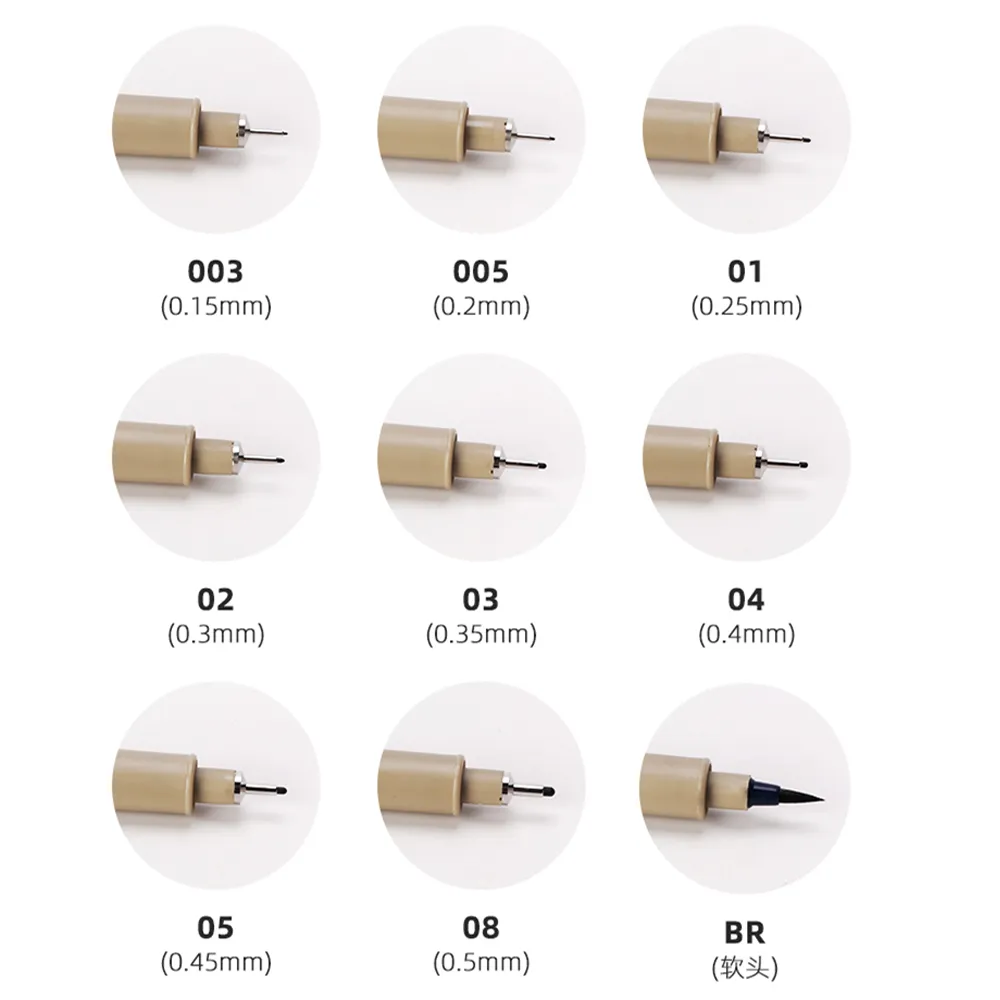 Lineador de pigmentos de 1/3pc Marcadores de desenho de linha fine de caneta pigma marcadores diferentes de gorjeta preta Fineliner estilografista de canetas Copic Fornecedor