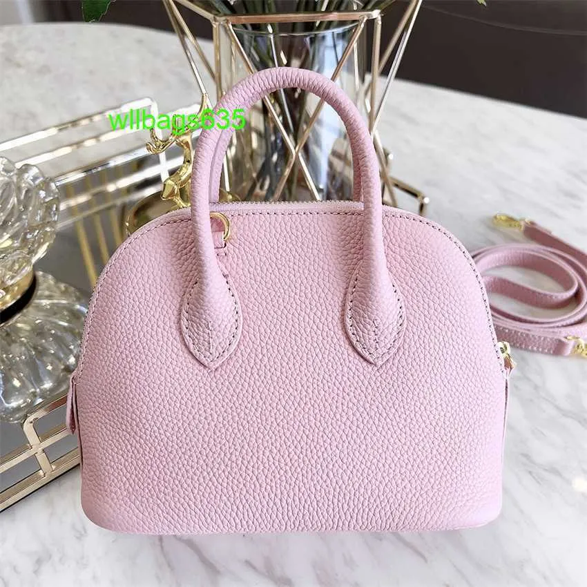 Bolide Leder Handtasche vertrauenswürdige Luxus -Damen -Taschen Mini Shell Tasche Echtes Leder Lychee Muster Bowlingkugel Kopfband Schicht Cowhide Portable Hab Logo Hbqzr7