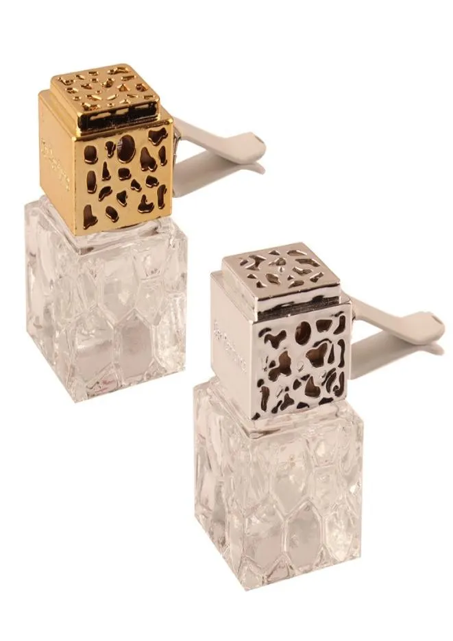 Exquis Cube Car Perfume Perfume Huiles essentielles Diffusers Automobile Air Climatiseur Clip de ventilateur Air Fairier Verre Emple Decorati8538645
