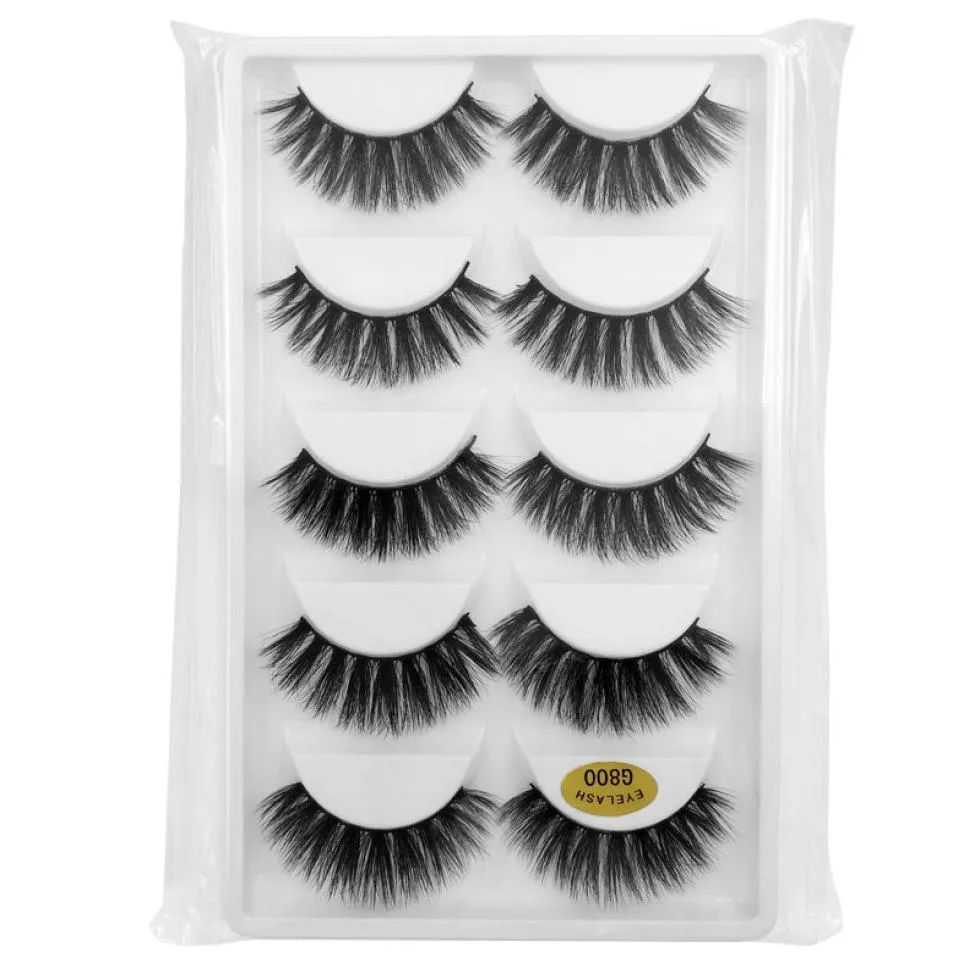 5pairsset 3d vison faux cils G800 MAINMATED PLASTIQUE NATUAL NOIR COTTON FULLE FULLE FREE FAKE FALT EYE LASHES9929217