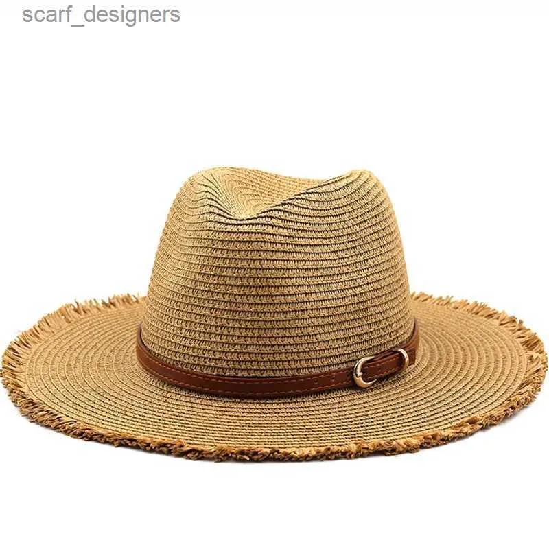 Chapéus largos chapéus chapéus chapéus panamá para homens 4 cores fedoras fedoras menina solar chapéus solar verão respirável elegante e elegante festa chapéu por atacado Y240409