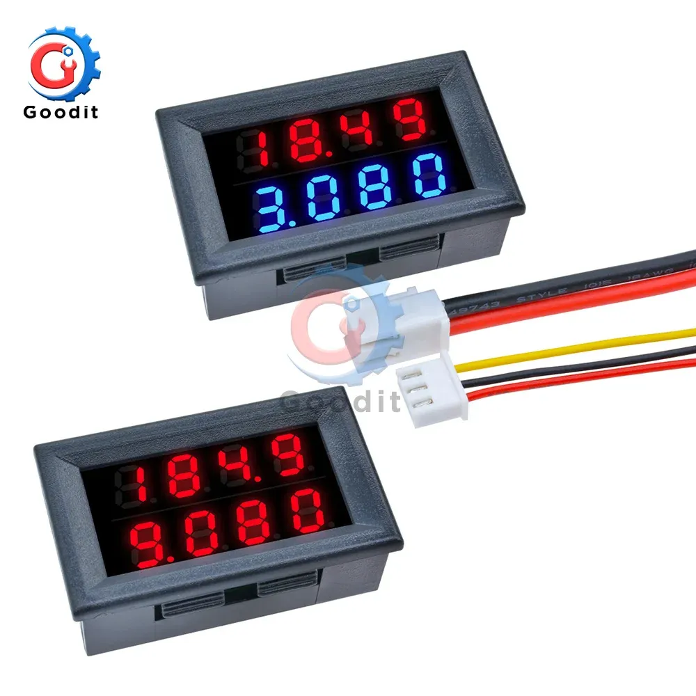 Цифровой DC Voltmeter Ammeter 4 -битный 5 проводов DC 100V 200V 10A ток напряжения ток напряжения AMP -счетчик