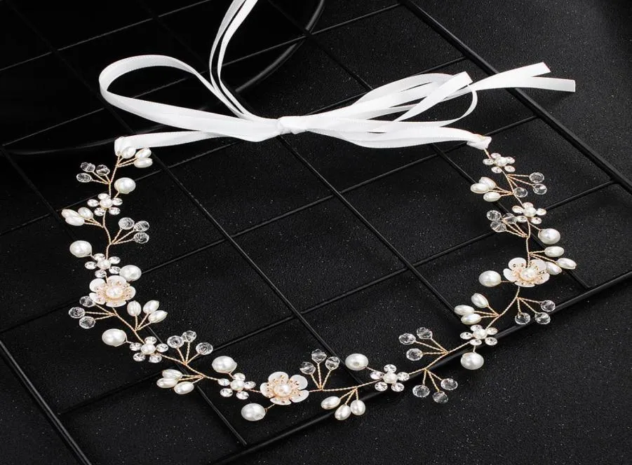 Headpieces For Wedding Bridal Bridesmaid Gold Handmade Rhinestone Pearls Hairband Headband Luxury Hair Accessories Fascinators Tia3520056