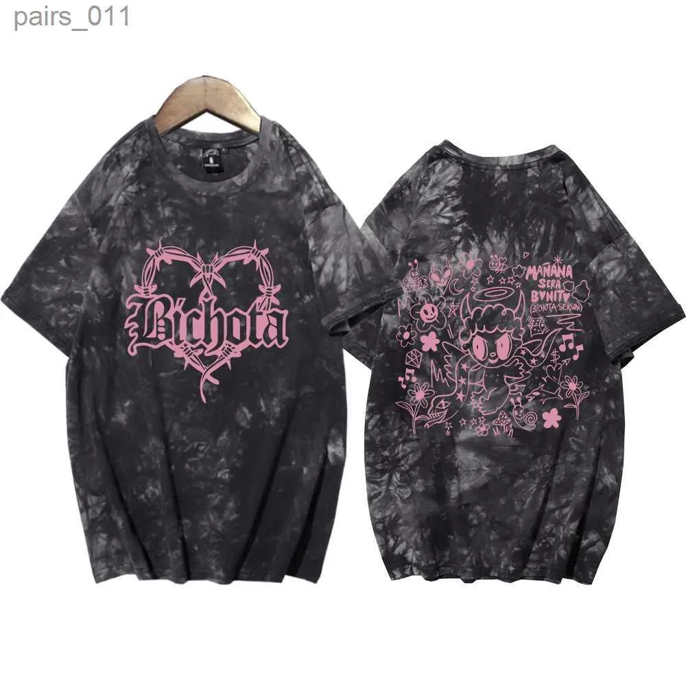 Casual shirts voor heren Hot Karol G Bichota dubbelzijds bedrukte T-shirt Hip Hop Tie Dye unisex YQ240409