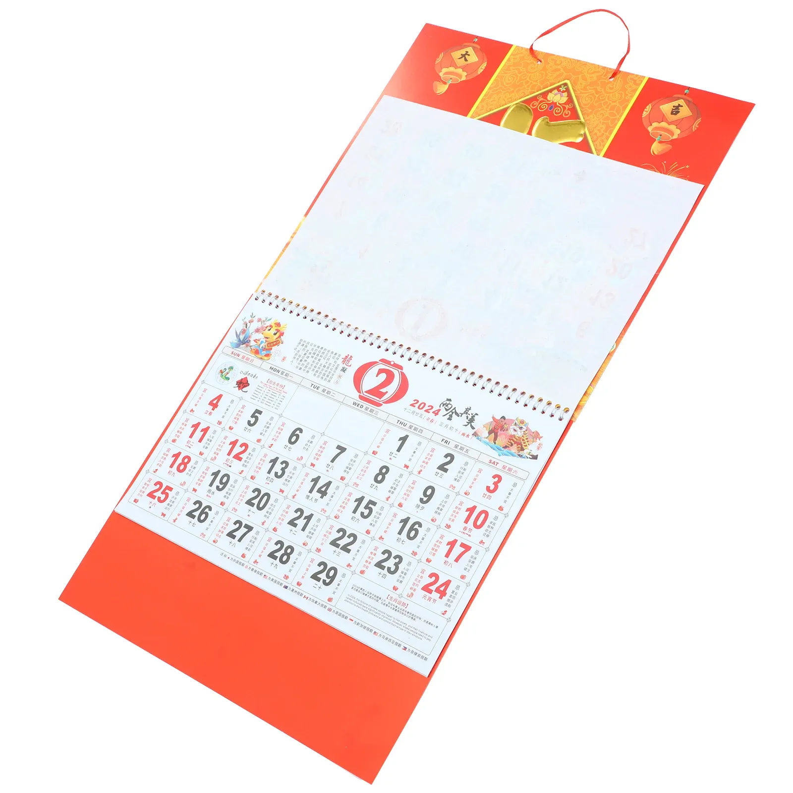 2024 Muurkalender Jaarlijkse Chinoiserie Decor Home Hangende nieuwe Chinese decoratieve stijlplanner