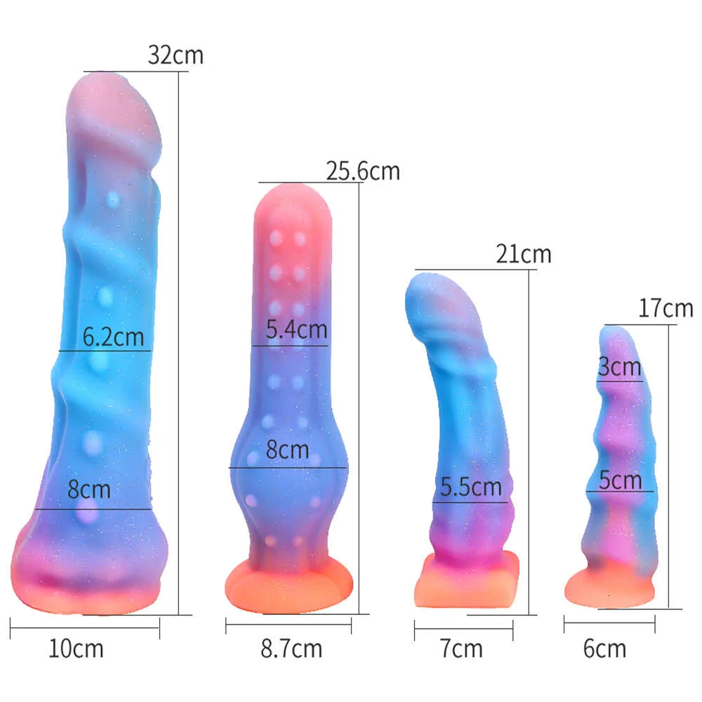 Natt glödande vaginal anal dildo falska penis sexiga leksaker kvinnor män onani