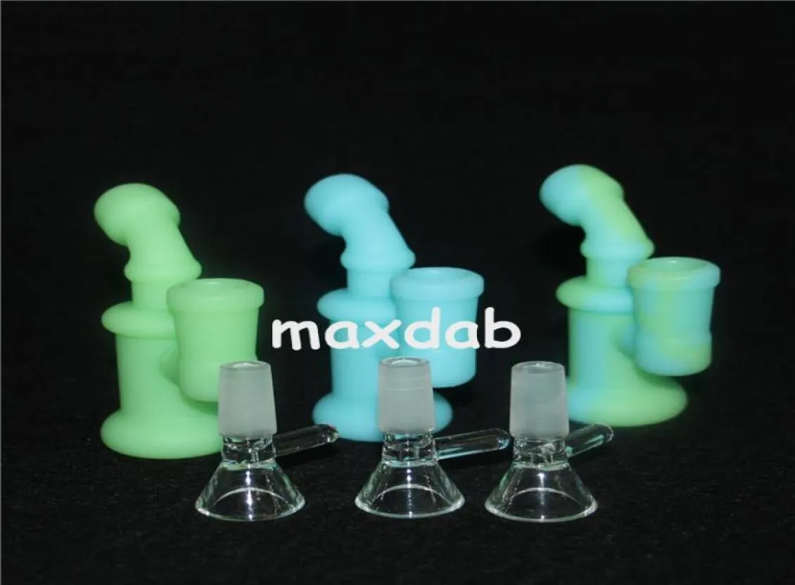 Glow Silicone Oil Burner Bubbler Bong Pipe Small Burners Pipes Dab Rigs Rig para fumar Mini Bongs Heady Bongs6936194