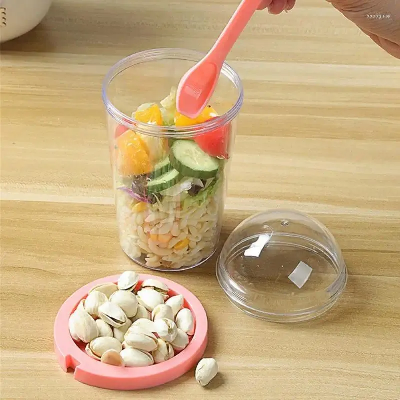 Mugs No Cross Flavor Modern Style Salad Cup Be Easy To Carry About Fresh Colors Plastic Fork Sauce Dry Wet Separation Oat