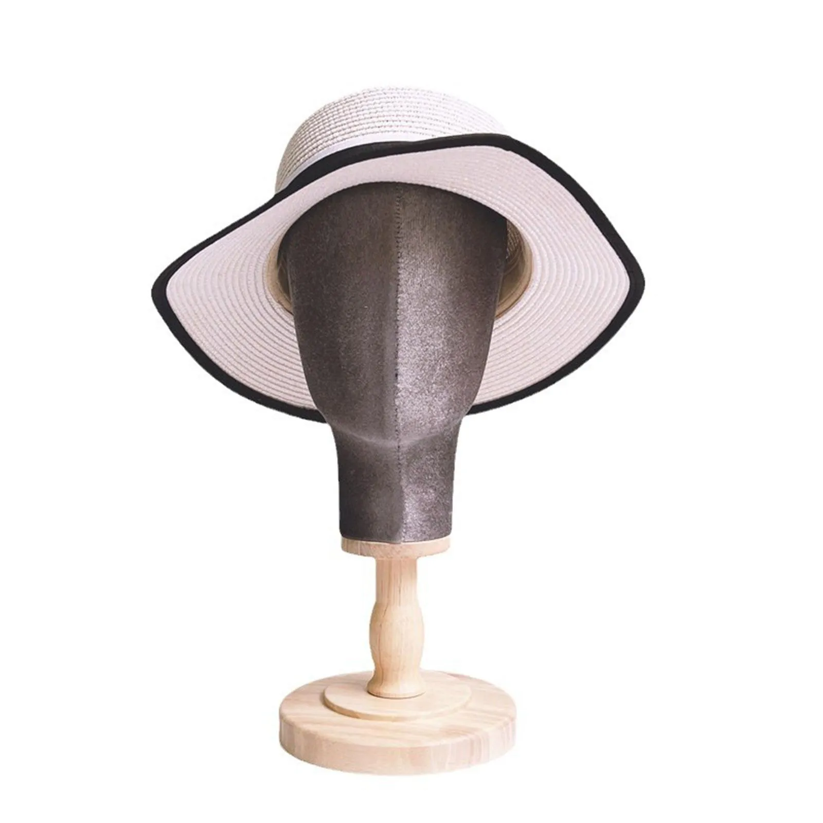 Mannequin Head Model Hat Holder Hat Display Head with Wood Base Caps Storage Rack for Headset Headphones Scarves Glasses Jewelry