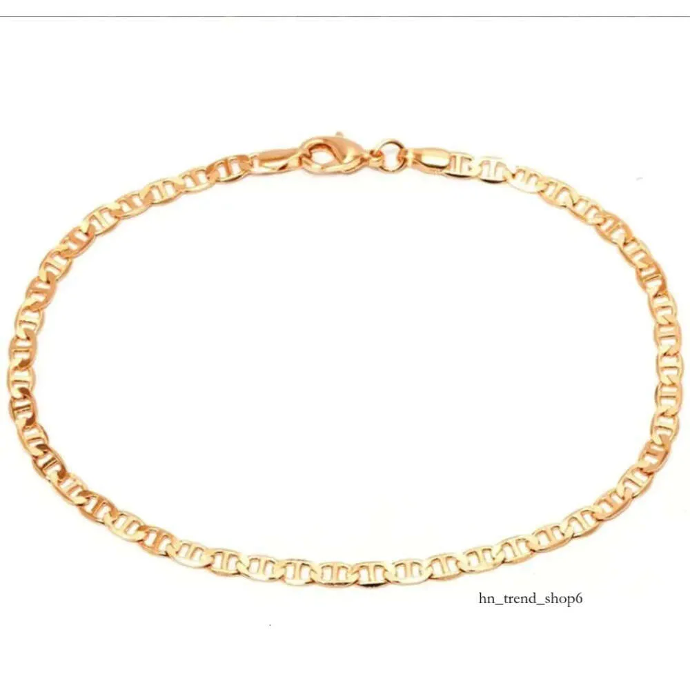 Vanclef lousis Fußkettchen 4mm Seemannsverbindungskette Goldfarbe Fachkamm 9 10 11 Zoll Kubanisches Knöchelarmband für Frauen wasserdichte Kirk22 Drop -Lieferung JE DH9D2 787