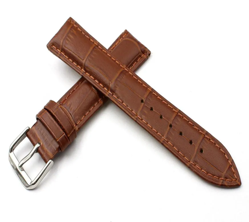 Hållbara bruna män kvinnor cowhide watch strap 18mm 20mm 22mm högkvalitativ vattentät läderklocka band spot leverans snabb leverans OE3671021