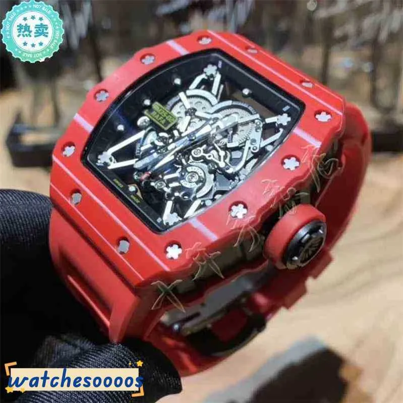 Luxus Uhren Mechanische Uhr Schweizer Bewegung Fass Weinmechanik Armbanduhr RM35-02 Serie 2824 Rotes Kohlefaserband Herren hoher Qualität