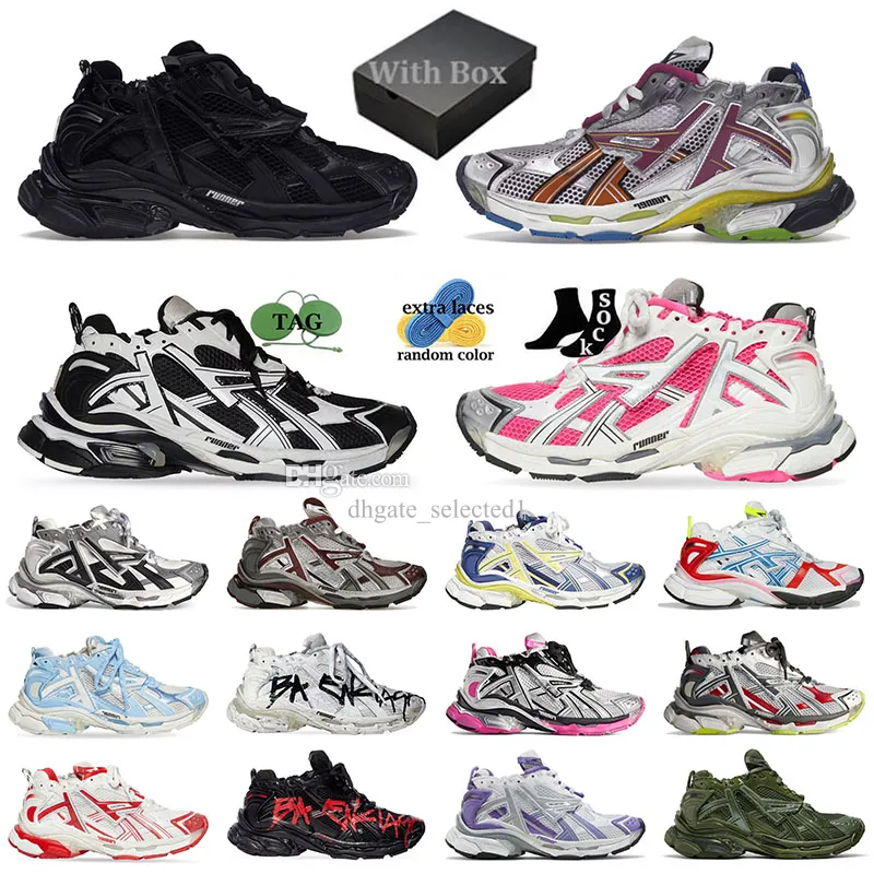 Witn Box Fashion Men Runners 7 7.0 Running Shoes Baleciaga Entrenadores Borgoña Mujeres Sports Sporting Sneakers Outdoor Deconstruction Diseñador Tamaño de la plataforma