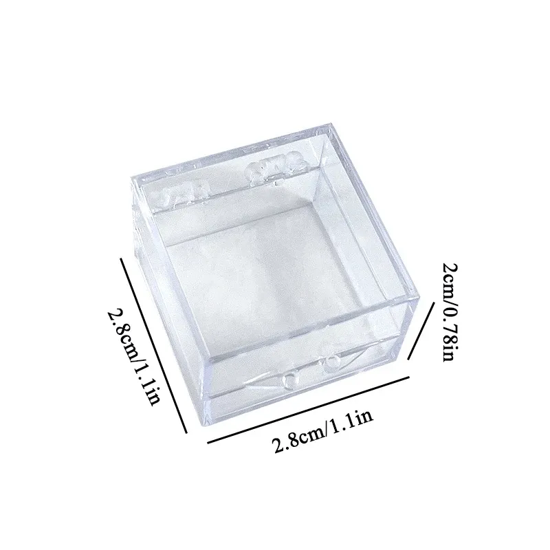 Mini Clear Storage Box Transparent Square Plastic Box örhängen smycken Förpackning Små kort förvaringslåda smyckesorganisatör fall