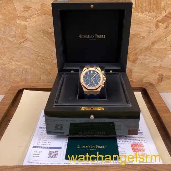 Zwitsers AP pols horloge mannelijke Royal Oak Series 26240or Rose Gold Blue Plate Belt Recay Sports Back Transparant automatisch mechanisch horloge