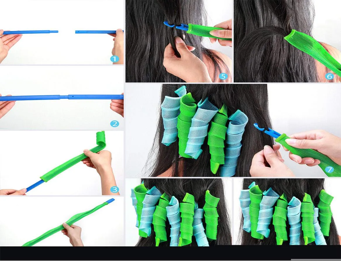 매직 헤어 컬러 롤러 롤러 가벼운 패션 쉬운 헤어 컬러 나선형 롤러 여성용 열이없는 웨이브 2997992