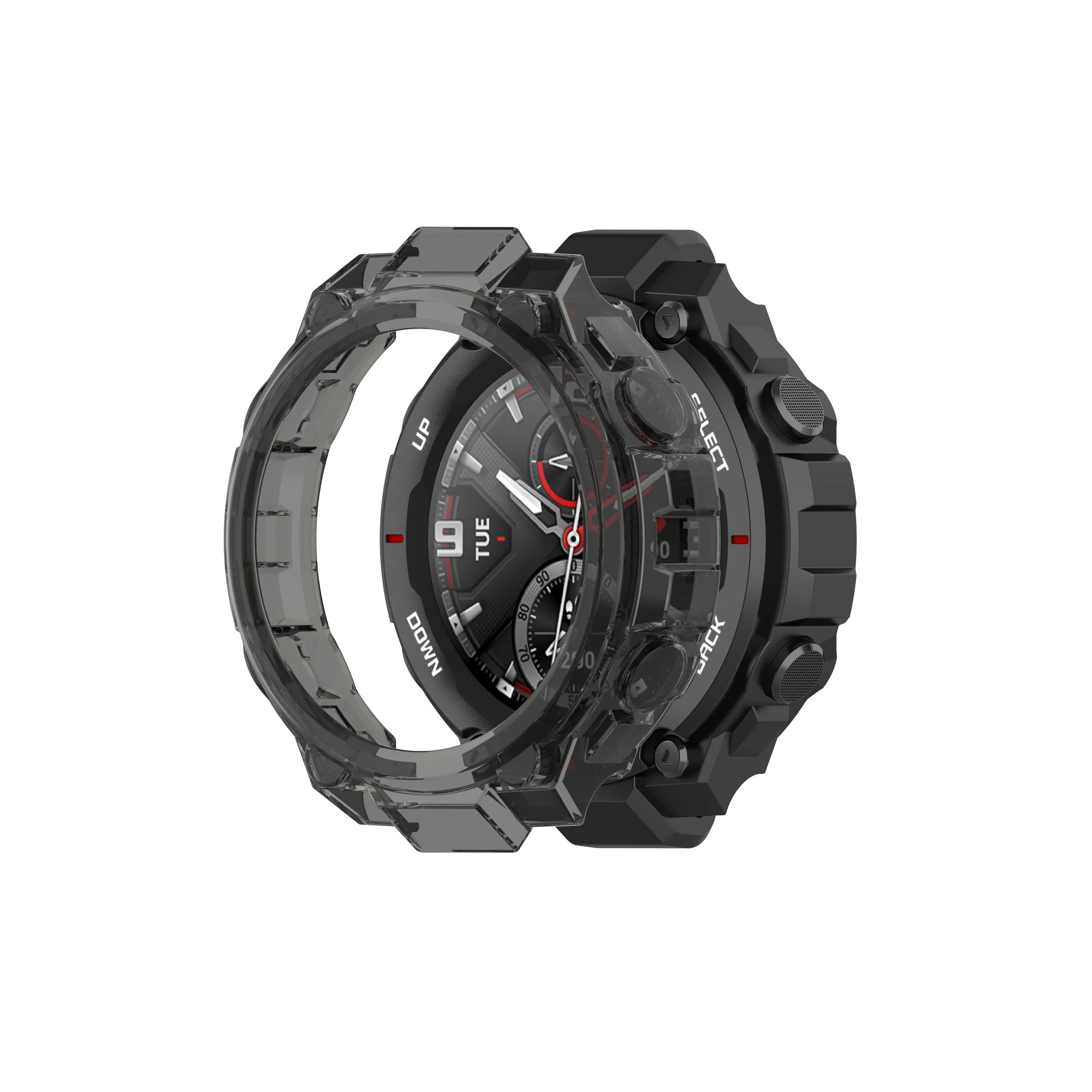 TPU Transparent Watch Case für Amazfit T-Rex A1918 SmartWatch Hollow Anti-Fall-Kratzer-Schutzschutzzubehör