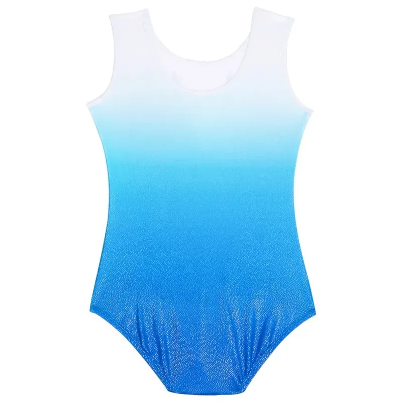 Kids Ballet Bodysuit Leotard Blue Girls Balerin Dans Kostüm Giysileri Parlak Rhinestone Dans Jimnastik Sdenotard Tulum