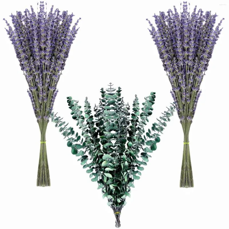 Decorative Flowers 130 Stems Dried Lavender And Shower Eucalyptus Hanging Bouquet Use Of Home Decor Greenery Bathroom Living Room Kitchen